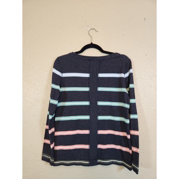T by Talbots Women's Multicolor Striped Long Sleeve Casual Top Size Small - Picture 2 of 6